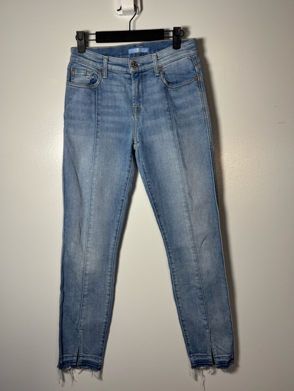 7 For All Mankind Light Blue Skinny Jeans with Front Seam